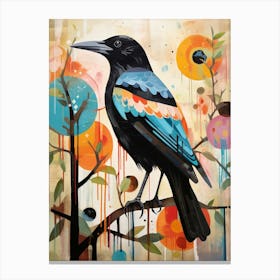 Bird Painting Collage Crow 3 Canvas Print