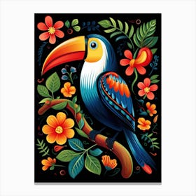 Folk Bird Illustration Toucan 1 Canvas Print