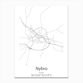 Nybro,Sweden Minimalist Map Canvas Print