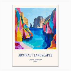 Colourful Abstract Calanques National Park France 3 Poster Blue Canvas Print