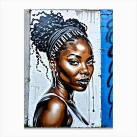 Graffiti Mural Of Beautiful Black Woman 377 Canvas Print