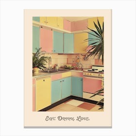 Vintage Kitchen Eat Drink Love Poster 2 Canvas Print