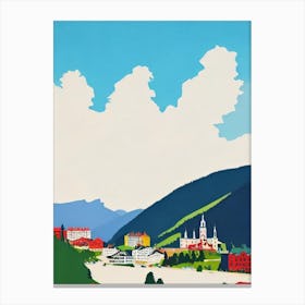 Bad Gastein 3, Austria Midcentury Vintage Skiing Poster Canvas Print