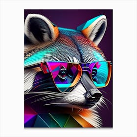 Raccoon Wearing Glasses Modern Geometric 2 Canvas Print