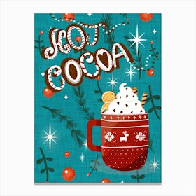Christmas Hot Cocoa Teal Canvas Print