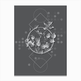 Vintage Virgin's Bower Botanical with Line Motif and Dot Pattern in Ghost Gray n.0411 Canvas Print