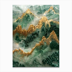 Gold Inlaid Jade Carving Scene 1 Canvas Print