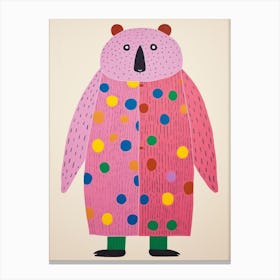 Pink Polka Dot Beaver 2 Canvas Print