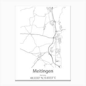 Meitingen,Germany Minimalist Map Canvas Print