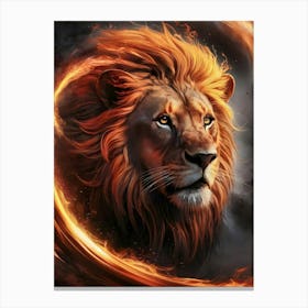 Lion In Flames 1 Canvas Print