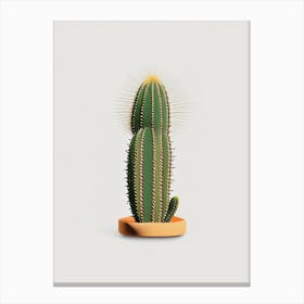 Pincushion Cactus Retro Minimal 1 Canvas Print