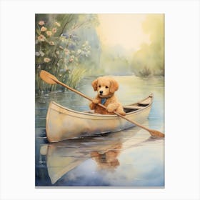Rowing Teddy Bear Painting Watercolour 3 Canvas Print