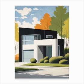 Minimalist Modern House Illustration (23) Canvas Print