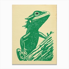 Iguana On The Tree Bark Canvas Print