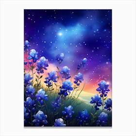 Bluebonnet Wildflower With Starry Sky (3) Canvas Print