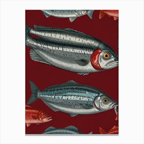 Fishes On A Red Background Canvas Print