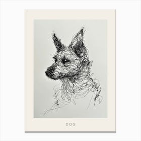 Rough Dog Line Sketch Poster Canvas Print