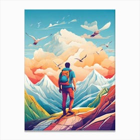 Man Walking In The Mountains Canvas Print