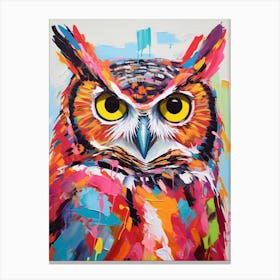 Colourful Bird Painting Great Horned Owl 4 Canvas Print