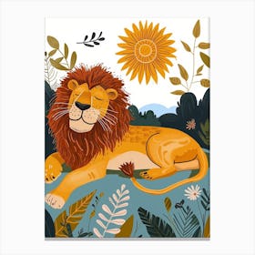 African Lion Resting In The Sun Illustration 4 Canvas Print