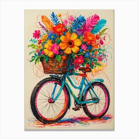 Flowers On A Bike 1 Canvas Print