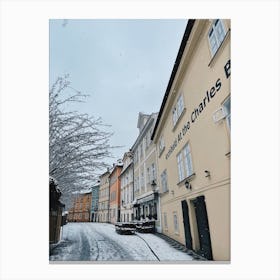 Snowy Prague Streets Canvas Print