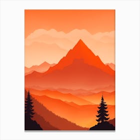 Misty Mountains Vertical Composition In Orange Tone 120 Canvas Print