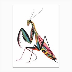 Colourful Insect Illustration Praying Mantis 3 Canvas Print