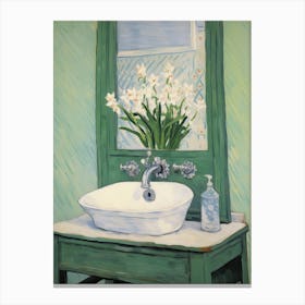 Bathroom Vanity Painting With A Lily Of The Valley Bouquet 2 Canvas Print