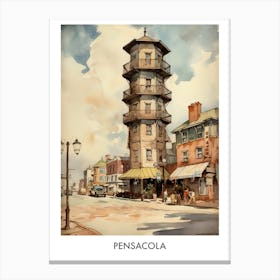 Pensacola Watercolor 3travel Poster Canvas Print