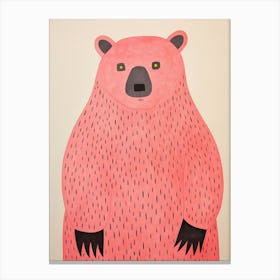 Pink Polka Dot Bear 4 Canvas Print