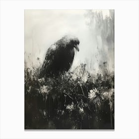 Crow black and white Canvas Print