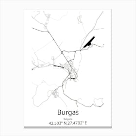 Burgas,Bulgaria Minimalist Map Canvas Print