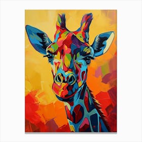 Colourful Giraffe Portrait 3 Canvas Print