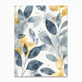 Blue And Yellow Leaves 7 Canvas Print