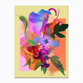Forget Me Not 4 Neon Flower Collage Canvas Print
