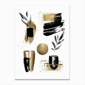 Gold And Black Abstract Painting 101 Canvas Print