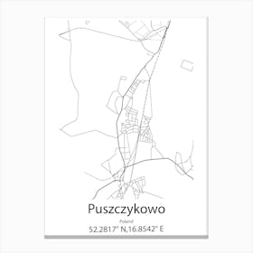 Puszczykowo,Poland Minimalist Map Canvas Print