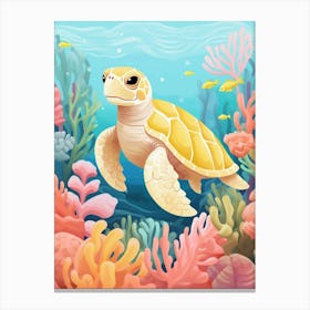 Soft Pastel Digital Illustration Of Sea Turtle 2 Canvas Print