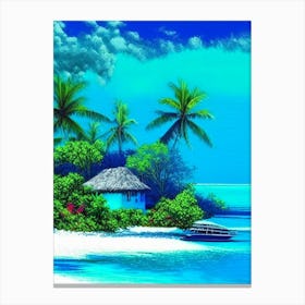 Maafushi Island Maldives Pointillism Style Tropical Destination Canvas Print