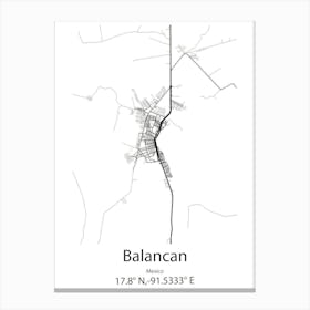 Balancan,Mexico Minimalist Map Leinwandbild