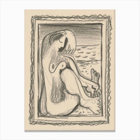 Image Study Of A Seated Female Nude, Mikuláš Galanda Canvas Print