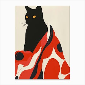 Cat In Red Blanket Canvas Print