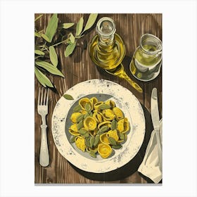 Pasta & Oil Illustration Canvas Print