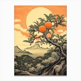 Tachibana Mandarin Orange 2 Japanese Botanical Illustration Canvas Print