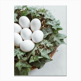 White Eggs In A Basket 3 Canvas Print