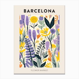 Flower Market Poster Barcelona Spain Canvas Print