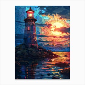 Lighthouse At Sunset 12 Canvas Print