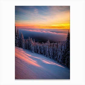 Heavenly, Usa Sunrise Skiing Poster Canvas Print