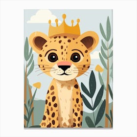 Little Cheetah 2 Wearing A Crown Canvas Print